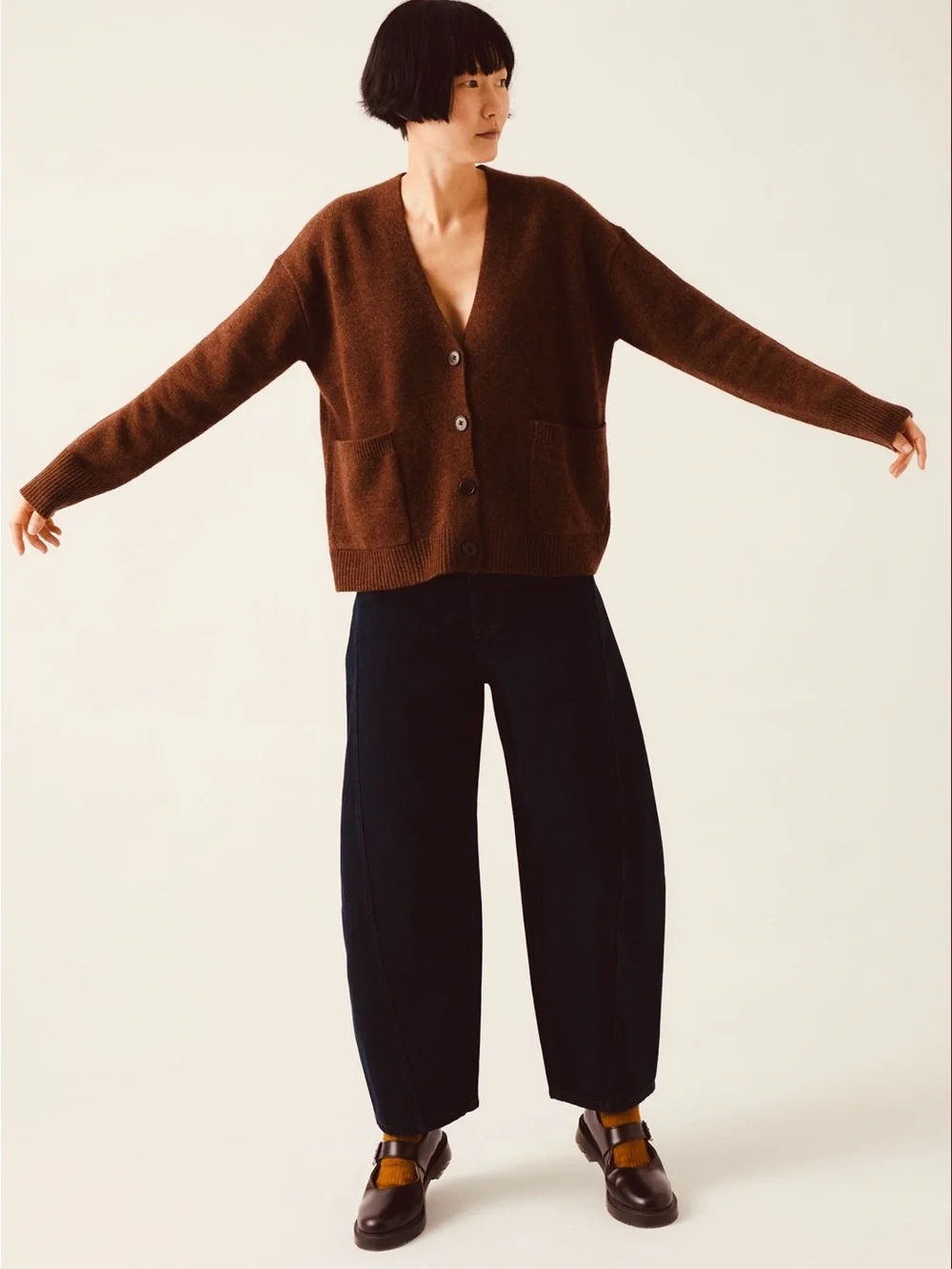 Toast Ffion Wool Cashmere Boxy Cardigan Sweater Pecan Brown Sz XXS - Picture 3 of 9